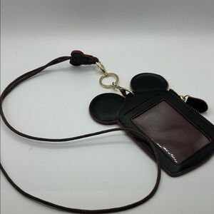 Disney Mickey Ear ID Card Holder Lanyard - Black & Dark Brown